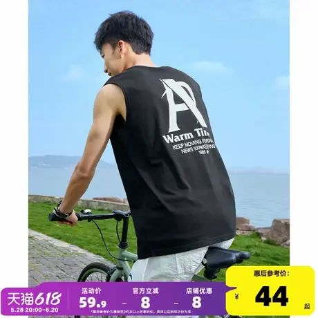 唐狮2024夏季新款男背心坎肩无袖T恤后背印花学生圆领上衣内搭潮商品大图