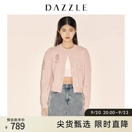 DAZZLE米奇系列 地素奥莱春季减龄米奇针织泡泡袖开衫女商品大图