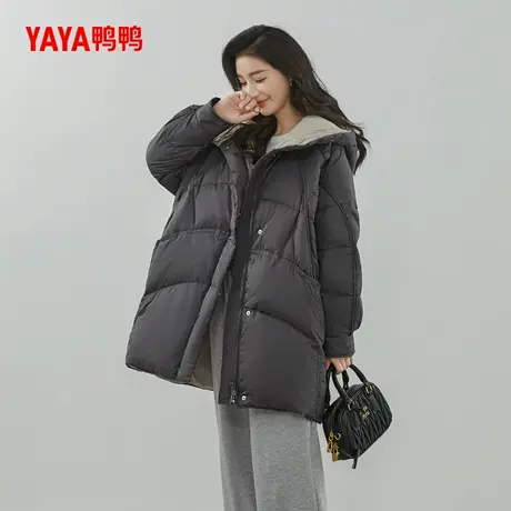鸭鸭茧型羽绒服名牌2024年新款女大码宽松中长款高端连帽潮流图片