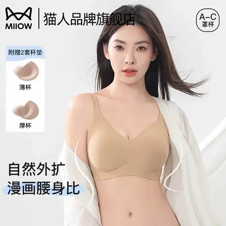 猫人外扩内衣女漫画胸小显大无痕美背收副乳聚拢防下垂粉底液文胸商品大图