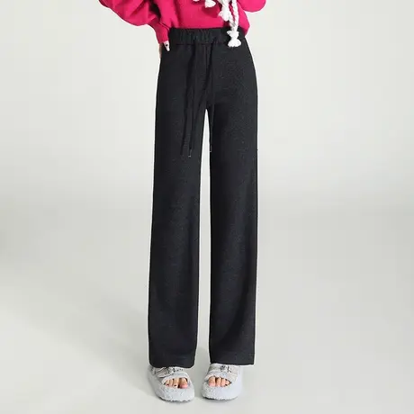 毛呢阔腿裤女秋冬23023新款松紧高腰垂感显瘦长裤气质通勤直筒裤商品大图