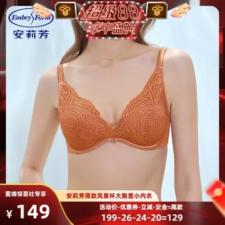 【超级88年中盛典】风巢杯安莉芳法式蕾丝超薄文胸女大胸显小内衣商品大图