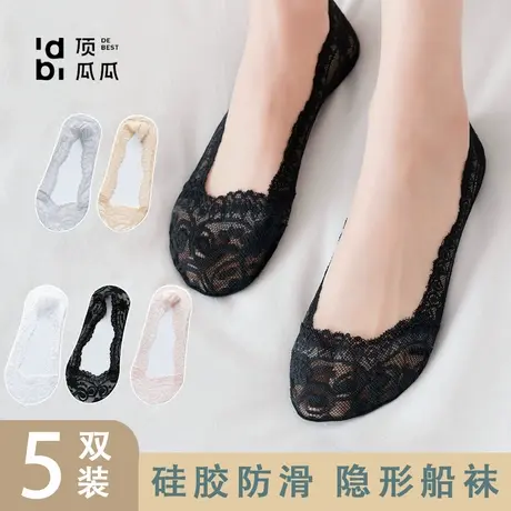 顶瓜瓜船袜女春夏超薄浅口花边蕾丝硅胶棉底防滑短丝袜女短袜商品大图