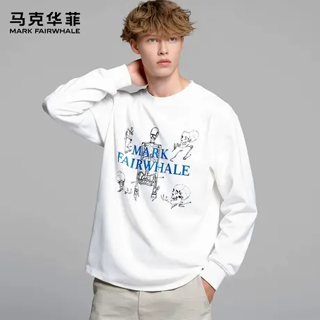 马克华菲 deer 美式骷髅印花圆领卫衣男款新款秋季潮牌宽松上衣女图片