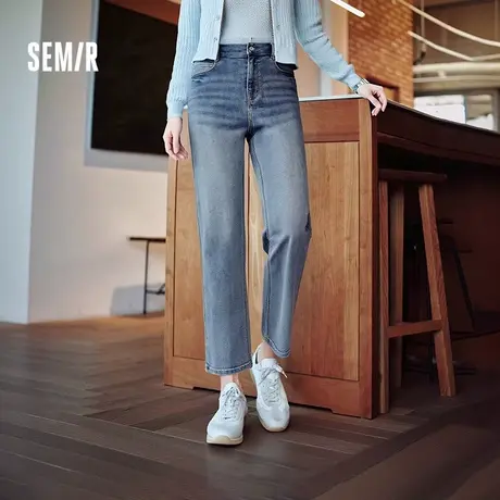 森柔牛仔|商场同款森马牛仔裤女2024夏季新款复古简约长裤直筒裤图片