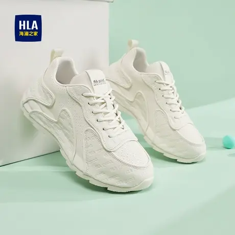 HLA/海澜之家男鞋新款秋季时尚压纹拼接休闲鞋百搭耐磨增高运动鞋商品大图