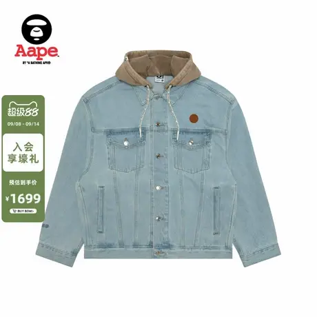 Aape旗舰店男装秋冬可拆卸帽小标徽章翻领牛仔夹克外套7730XAP商品大图