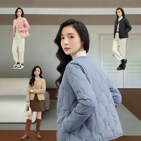 鸭鸭羽绒服女款冬季小个子轻薄短款内胆2025年新款薄款外套内搭商品大图