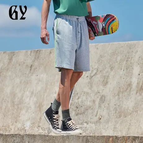 雅戈尔奥莱 GY男装夏棉感针织面料松紧腰直筒男士休闲短裤商品大图