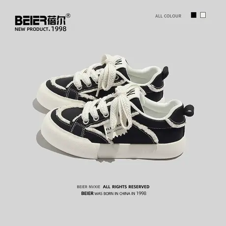 蓓尔韩版小白鞋女2023秋季新款时尚厚底增高板鞋潮流女士休闲鞋商品大图