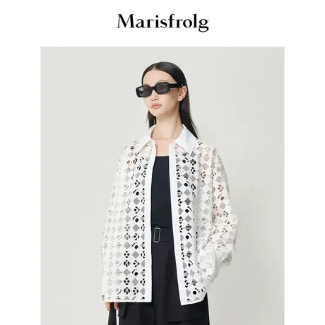 【时尚潮流系列】玛丝菲尔秋季白色镂空设计感百搭衬衫商品大图