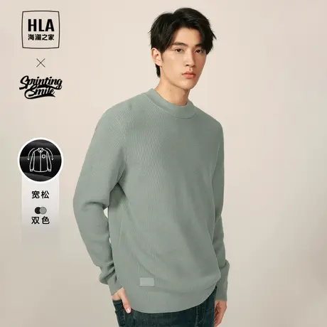 HLA/海澜之家SPRINTING SMILE系列长袖针织衫23秋冬圆领毛衣男商品大图