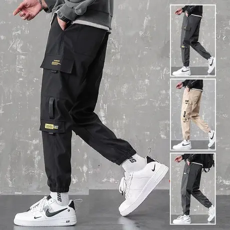 休闲裤子男秋季薄款工装裤韩版潮流九分运动裤男束脚宽松百搭长裤商品大图