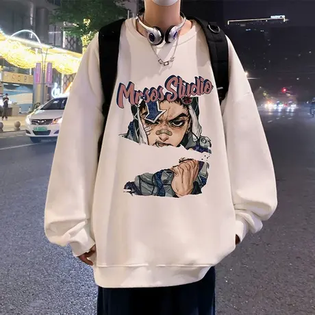 套头卫衣男春秋季新款美式高街潮牌圆领打底衫宽松休闲长袖上衣服商品大图