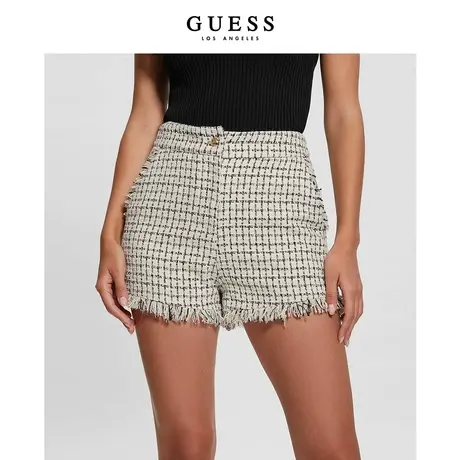 【38上新季】GUESS秋女小香风千鸟格羊毛休闲裤A字短裤热裤商品大图