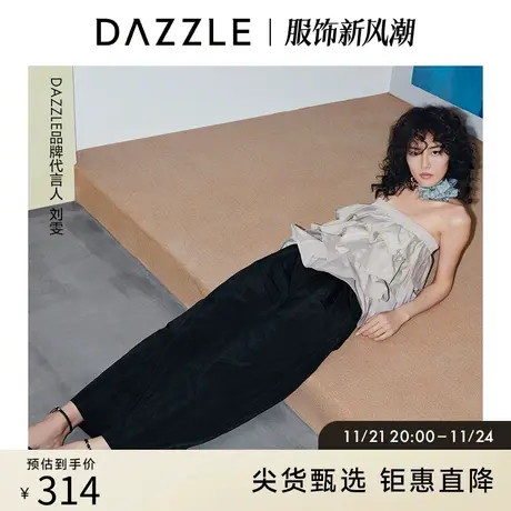 刘雯同款DAZZLE地素奥莱夏季薄款阔腿工装休闲西装裤女商品大图