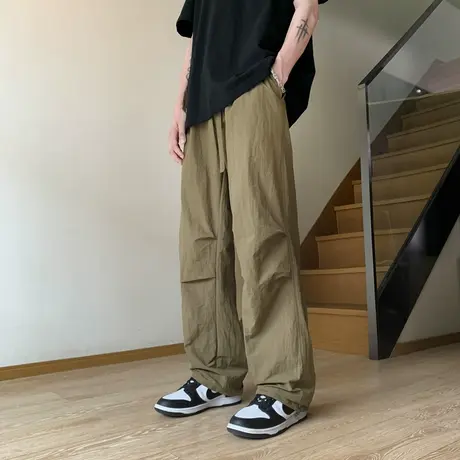 户外速干降落伞兵裤子男秋季薄款防晒美式潮牌阔腿登山冲锋工装裤商品大图