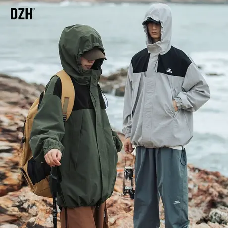 情侣户外冲锋衣外套男秋季高级感2023新款情侣装连帽登山夹克防风商品大图