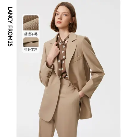 朗姿法式羊毛休闲职业高级感气质西服上衣女2023春季新款西装外套图片