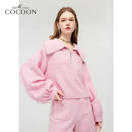 【秋上新】missCOCOON大翻领香风上衣2023秋装新款女时尚外套卫衣商品大图