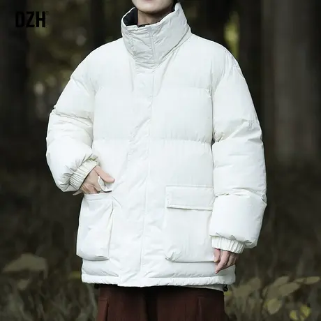 男生米白色棉服男款冬季加厚潮牌休闲立领棉衣外套潮2024新款袄子商品大图