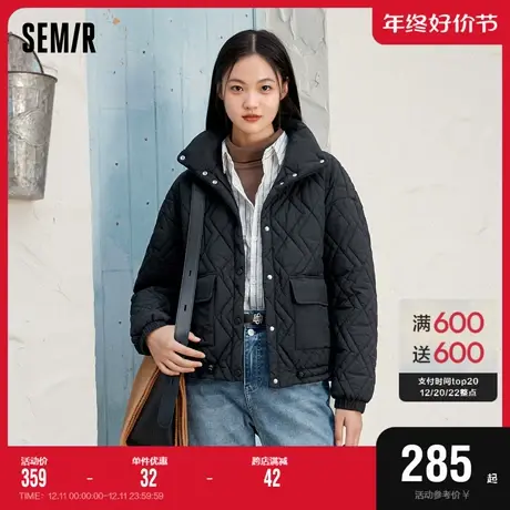 [商场同款]森马棉服女立领宽松2023新款冬季质感菱格棉衣时尚休闲图片
