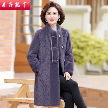 2023冬季新款妈妈装仿水貂绒保暖大衣外套气质中老年人女装棉袄服图片