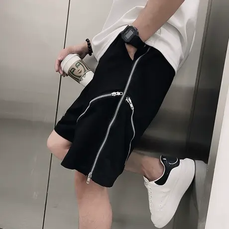 2023新款潮流高级感休闲百搭潮流设计感五分裤拉链装饰百搭中裤商品大图