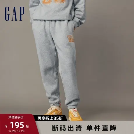 【断码优惠】Gap男装冬季新款LOGO碳素软磨抓绒学院风卫裤841187商品大图