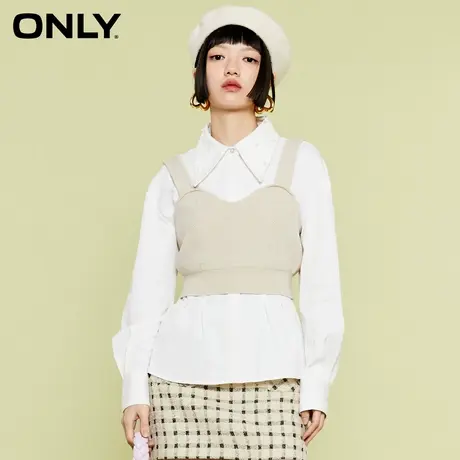 ONLY奥莱夏季  洋气仿珍珠针织吊带套装长袖衬衫女商品大图