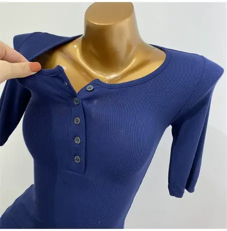 韩国东大门同款！紧身短袖t恤女半开领螺纹打底衫春夏上衣新2024商品大图