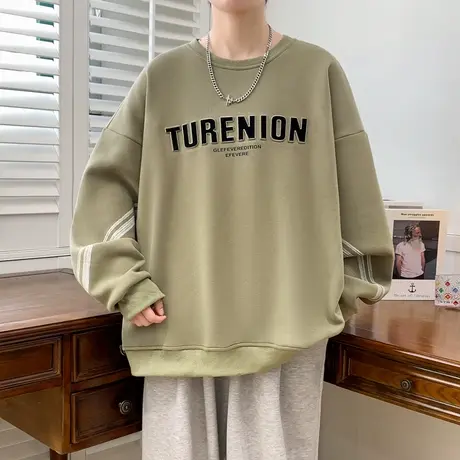 春秋季青少年圆领卫衣男孩初中高中学生长袖t恤帅气大童春装上衣商品大图