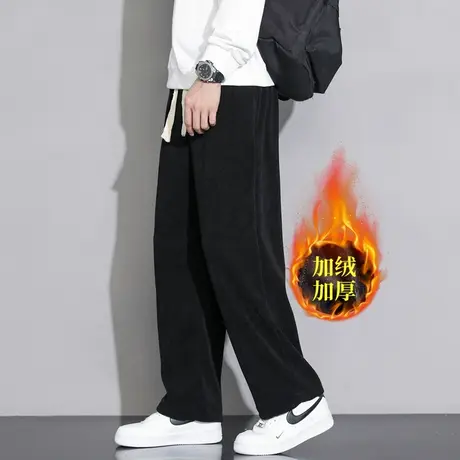 灯芯绒裤子男2023新款直筒休闲长裤春秋冬季潮牌运动宽松阔腿卫裤图片