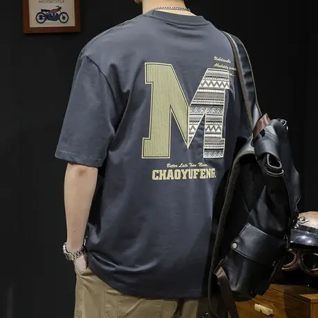 男士半袖潮牌大码夏季2024新款男装美式男款体恤商品大图