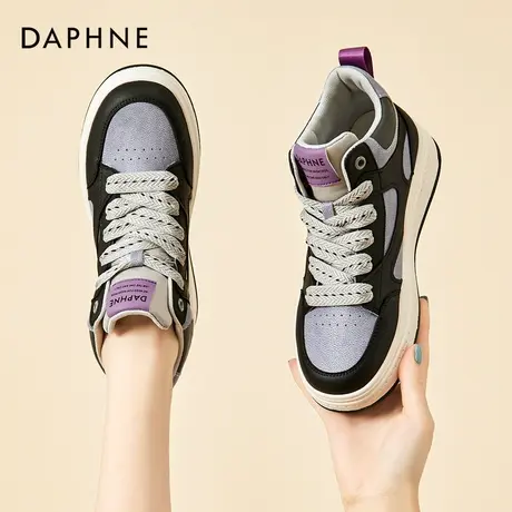 达芙妮厚底板鞋女高帮鞋2024新款春秋潮牌百搭鞋子运动休闲aj女鞋商品大图