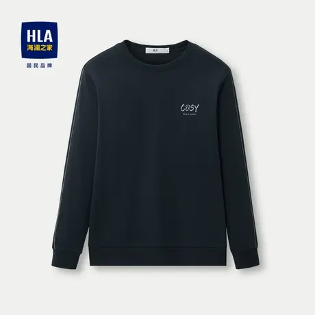 HLA/海澜之家斜纹微肌理长袖T恤23秋季新经典圆领修身印花上衣男商品大图