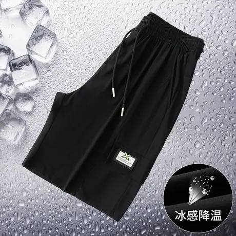 黑色短裤子男夏季薄款直筒宽松五分裤冰丝速干运动沙滩裤休闲百搭商品大图