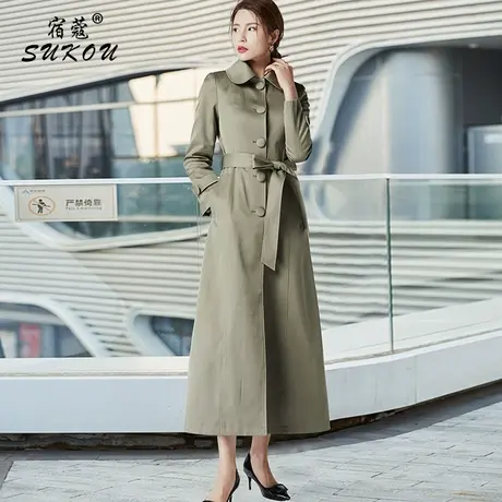 气质风衣2023新款长款流行时尚收腰高端大气精品外套大衣女中长款图片