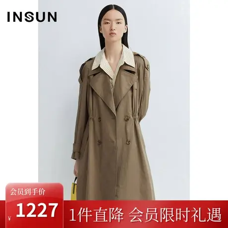 恩裳商场同款春季女装时尚抽绳褶皱肌理舒适棉质风衣小众商品大图