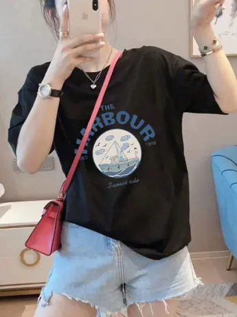 白色仿棉短袖t恤女2023新款夏季小众设计感洋气减龄正肩女装上衣图片