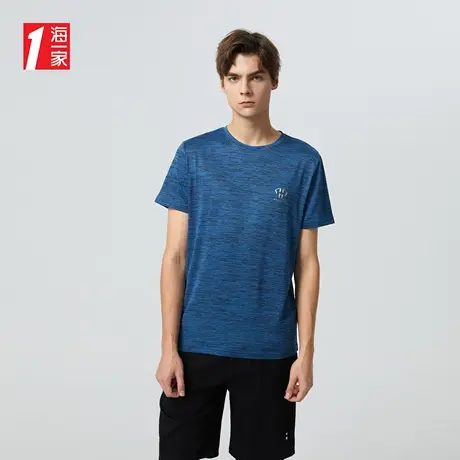 海一家修身体育运动短T新款舒适透气简约印花短袖T恤男商品大图