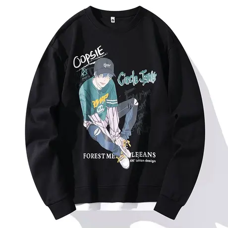 卫衣男宽松百搭无帽韩版潮牌ins潮流外套2022春秋季新款百搭上衣商品大图