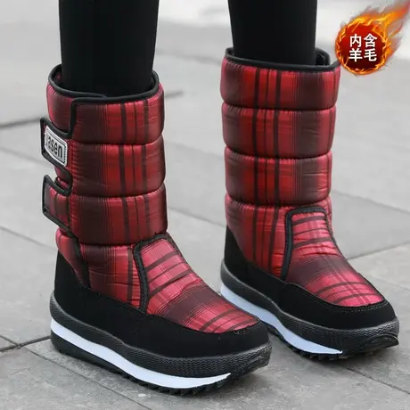 雪地靴女中筒靴防滑棉鞋女中老年人2022冬季保暖加绒加厚长靴子商品大图