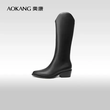 奥康女鞋 冬季新款女士时尚高筒百搭骑士尖头不过膝长靴女靴商品大图