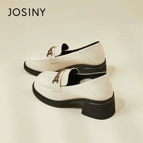 Josiny/卓诗尼乐福鞋女2024新款春季小皮鞋百搭厚底增高松糕鞋子商品大图