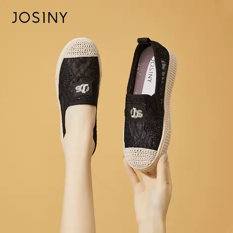 Josiny/卓诗尼渔夫鞋女2024新款春季爆款黑色浅口一脚蹬板鞋女鞋商品大图