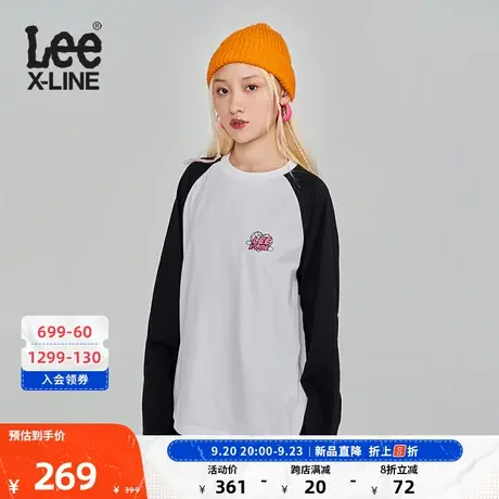 LeeXLINE23秋冬新品Oversize白色插肩袖女长袖T恤潮LWT0073333RX图片