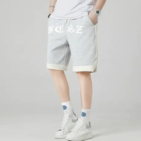 夏季薄款潮牌松紧腰个性休闲短裤男士五分中裤子潮流百搭运动透气商品大图