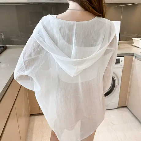 连帽防晒衣开衫女披肩夏季配裙子外搭罩衫时尚洋气薄款外套防晒服图片