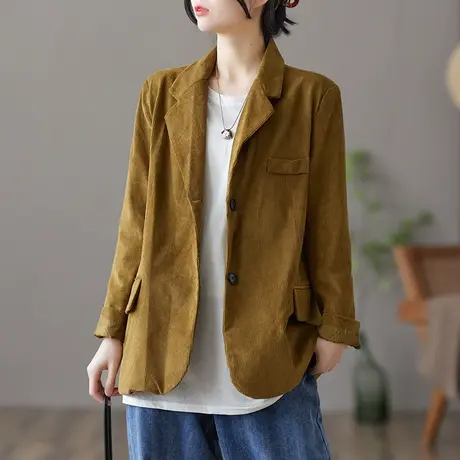 dza 文艺复古休闲小西装外套女士春季2022新款气质宽松西服上衣女图片